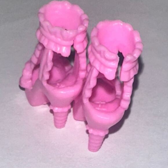 Mattel Barbie Doll Stiletto Heel Pink Masquerade Mask Ankle Ruffle Fashion Shoe - Picture 3 of 6